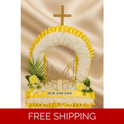 Yellow Gates of Heaven Funeral Tribute – Artificial Flowers